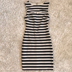 Black and White Striped Bodycon Dress